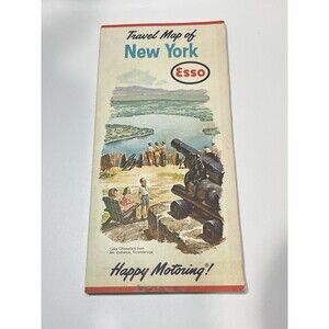 Vintage Esso Travel Map Of New York Happy Motoring Guide Road Map 1962 Large